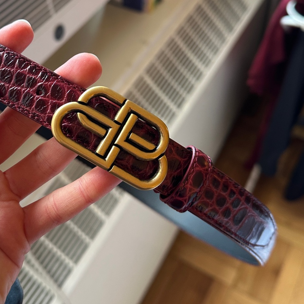 Red Balenciaga Leather Belt